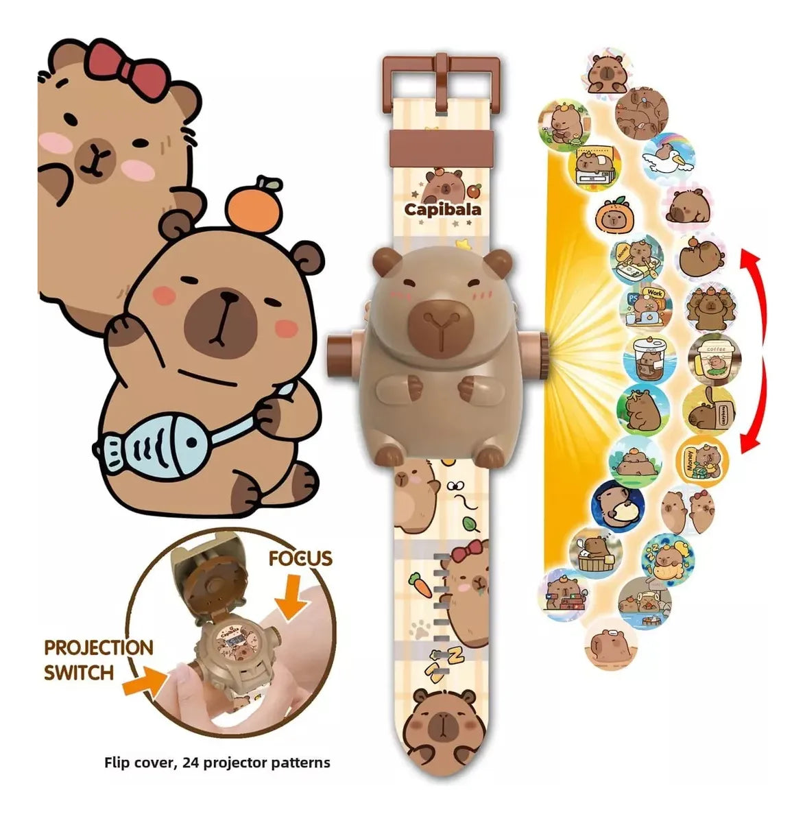 2 Relojes Proyector Capibara Niños