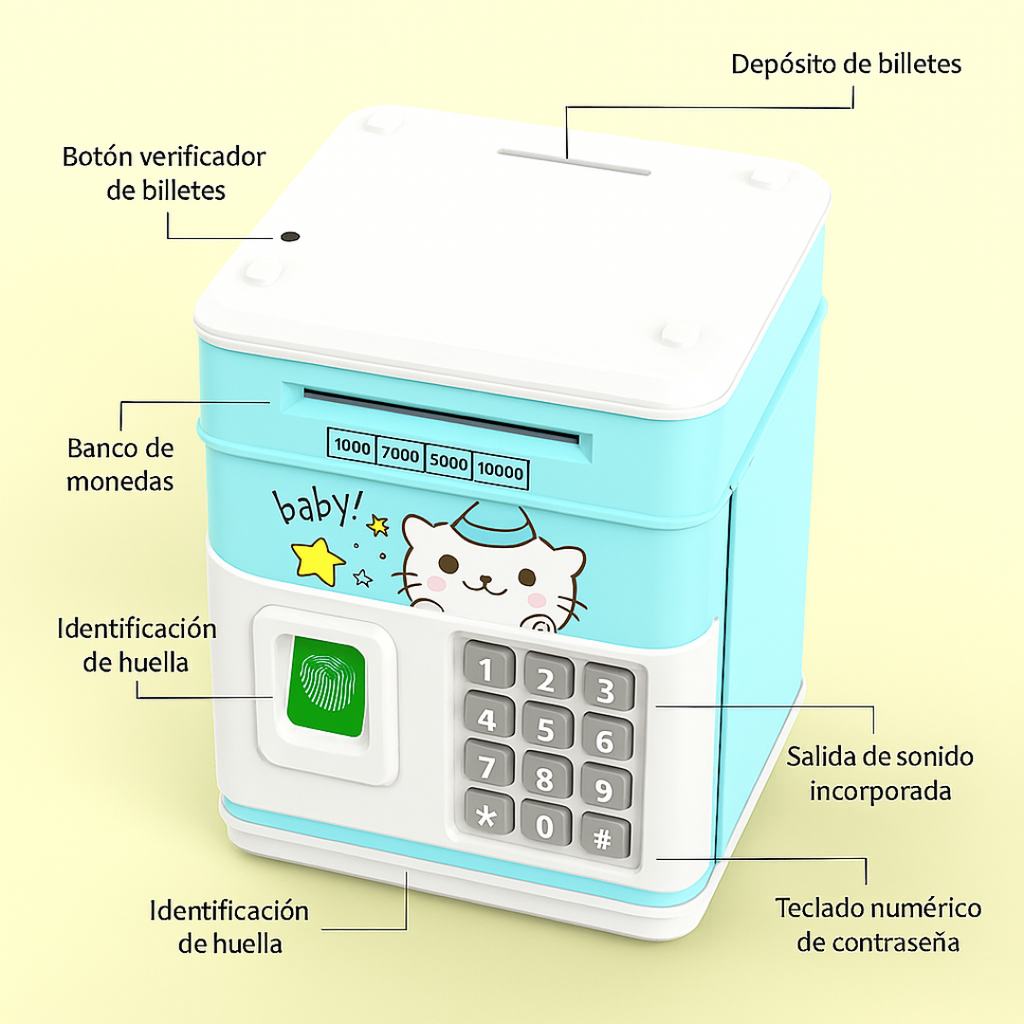 Alcancia Caja Fuerte Mini Banco Niños
